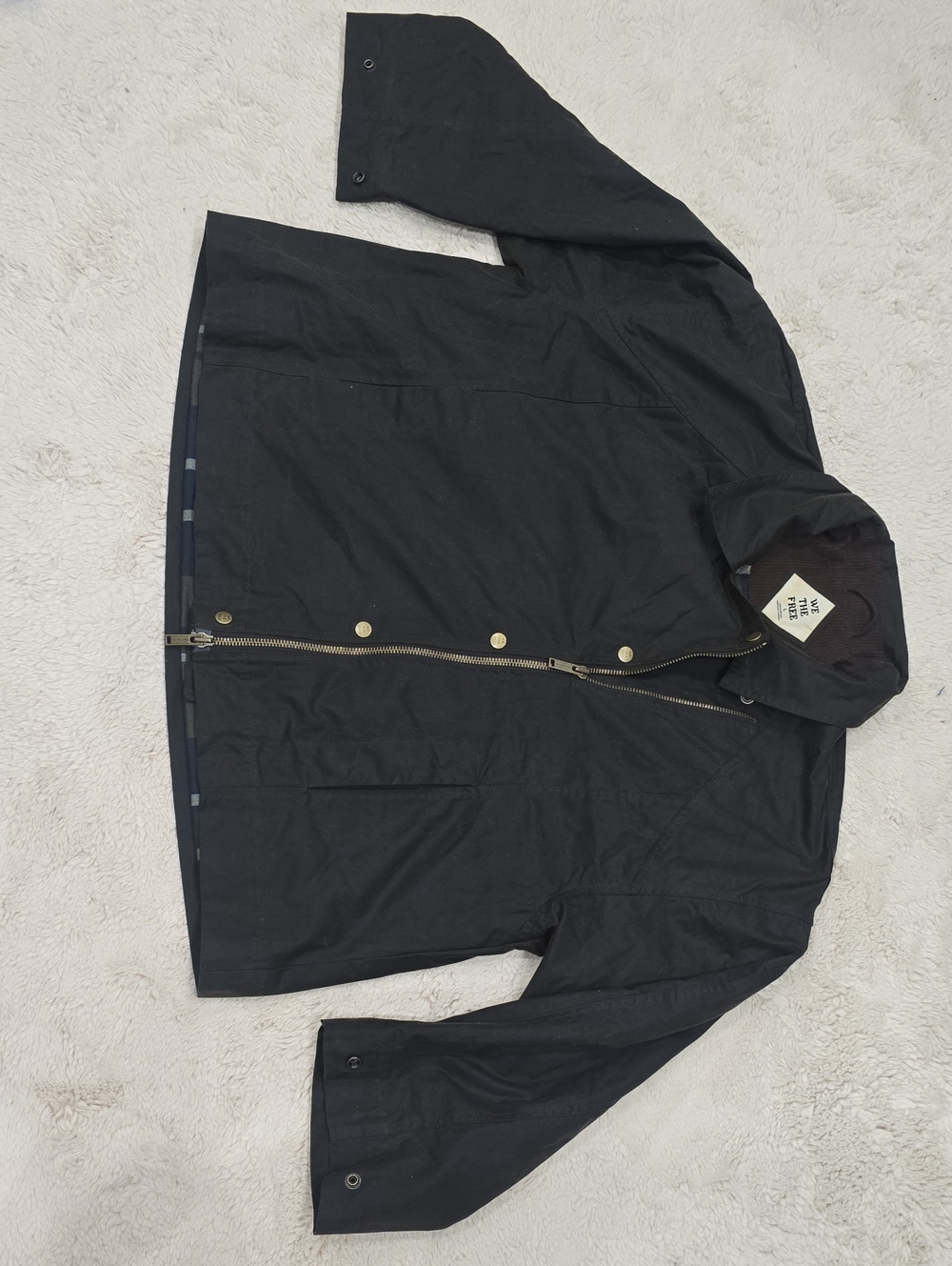 We The Free Black Lightweight Women's Zip-Front Windbreaker ( Wax Jacket)
